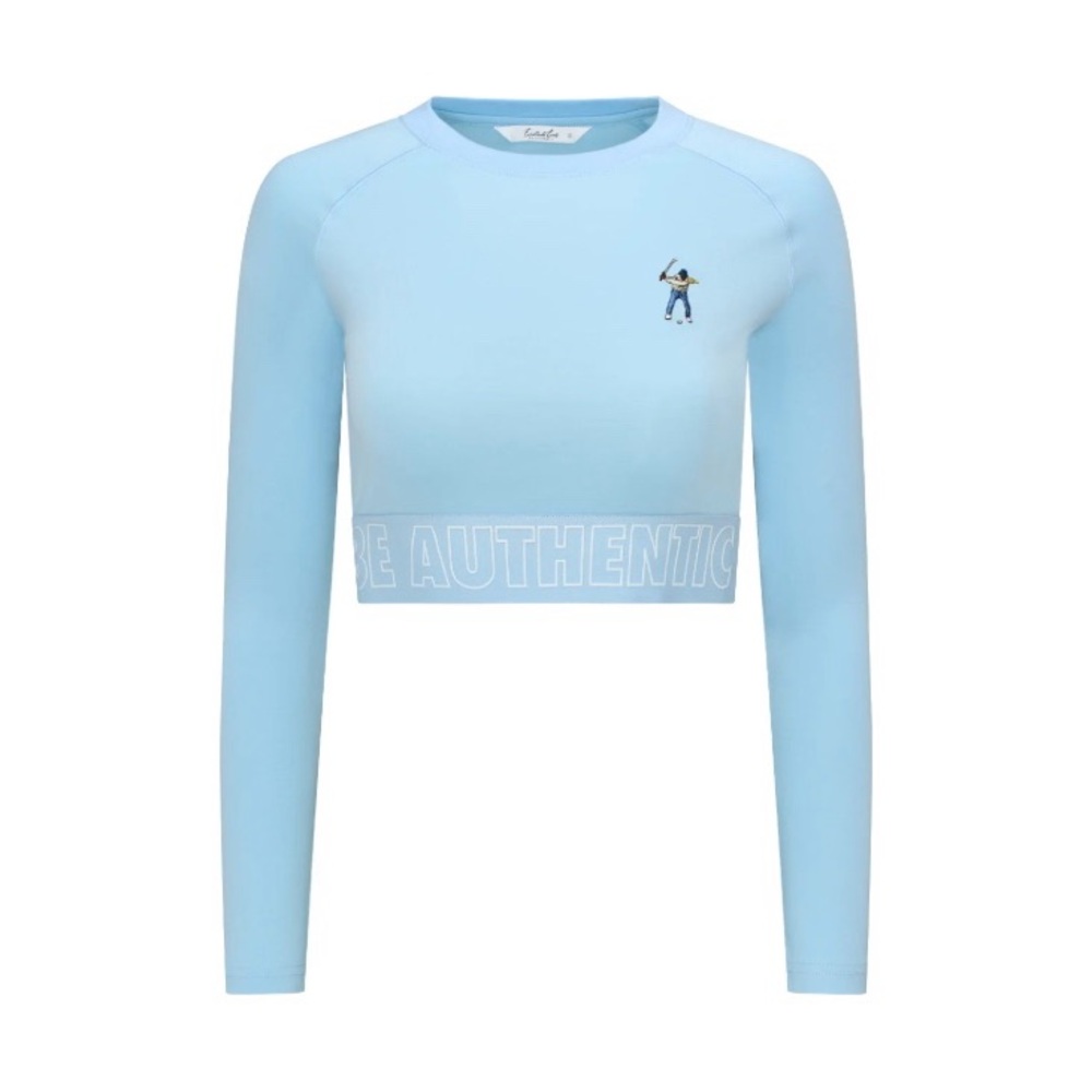 Light Blue Long Sleeve Crop Top